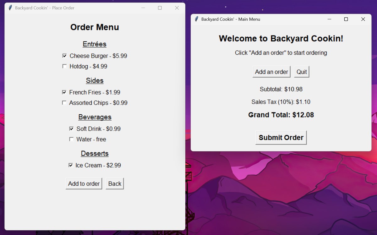 Menu App order and checkout windows